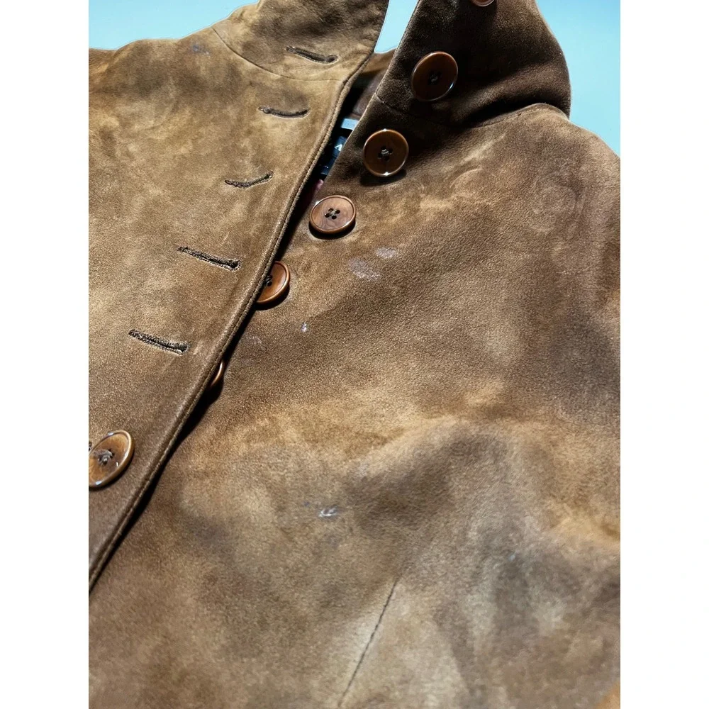 Ralph Lauren Suede Leather Blazer Jacket Women's 10 Brown Label Black Vintage - Picture 5 of 13